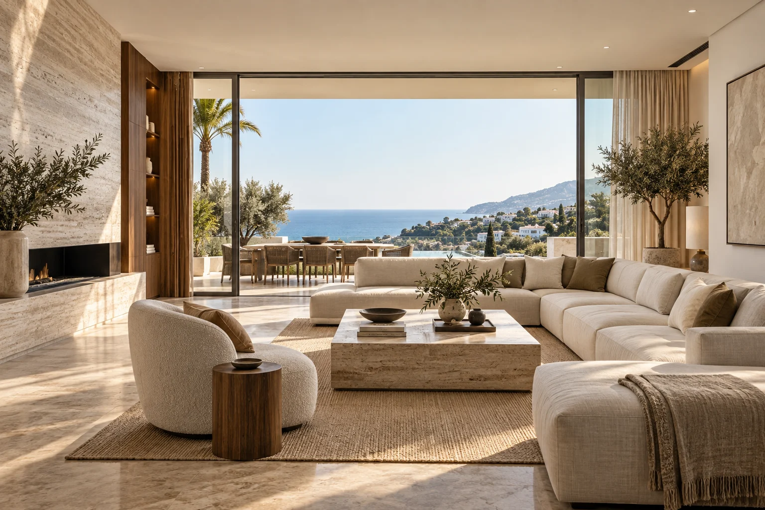 Inspiración de un interior mediterráneo con piedra natural y madera
